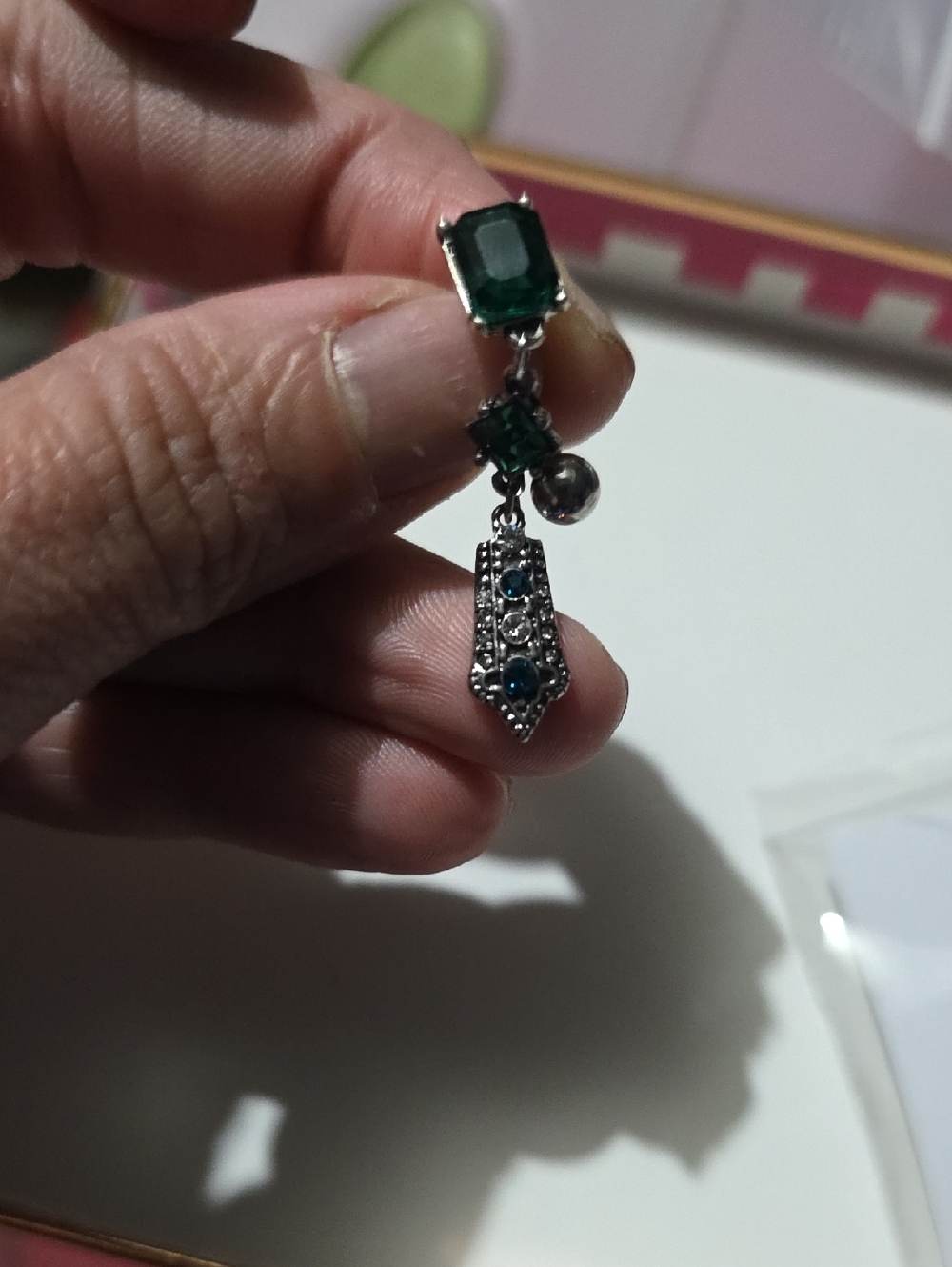 Emerald Green Top Dangle Navel Ring